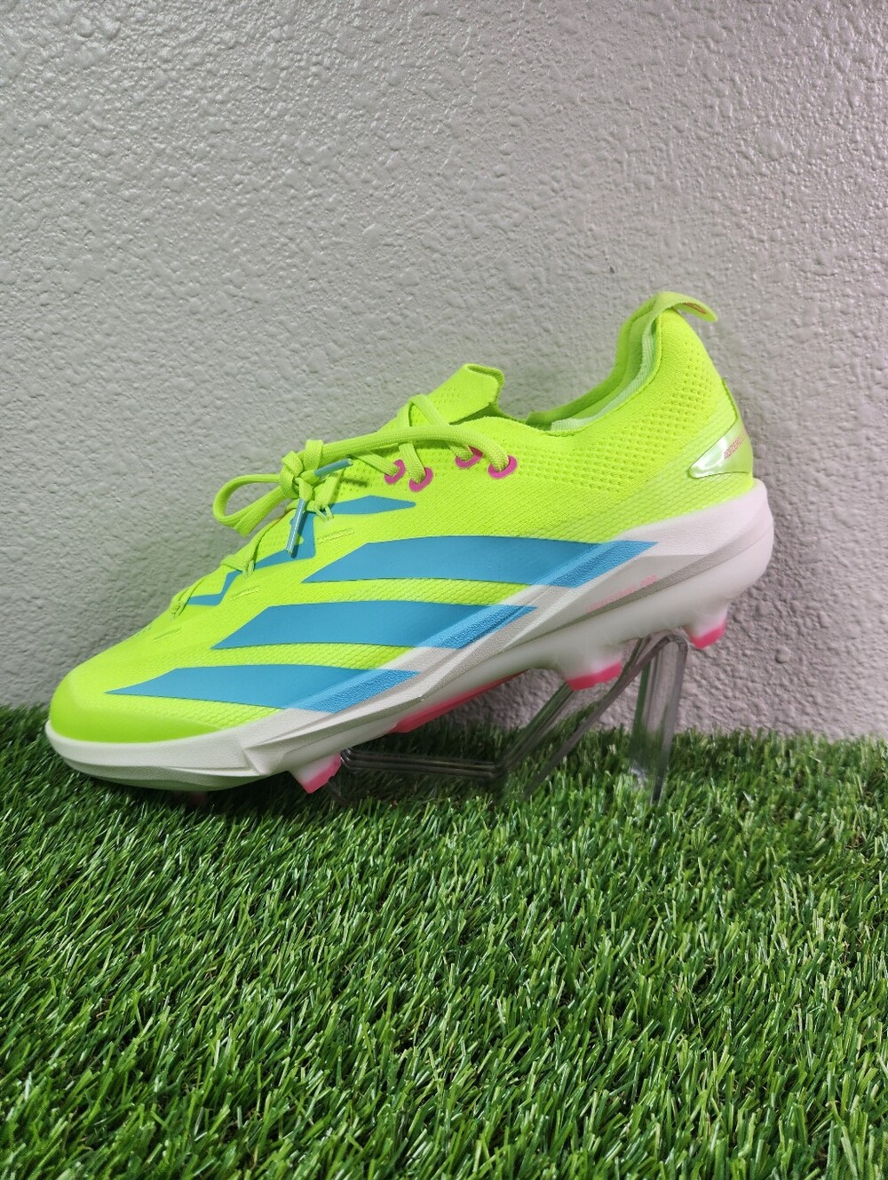 Size 13.5 Adidas Adizero Electric+ 2.0 Lime/Pink TPU Baseball Cleat JI1476 Men